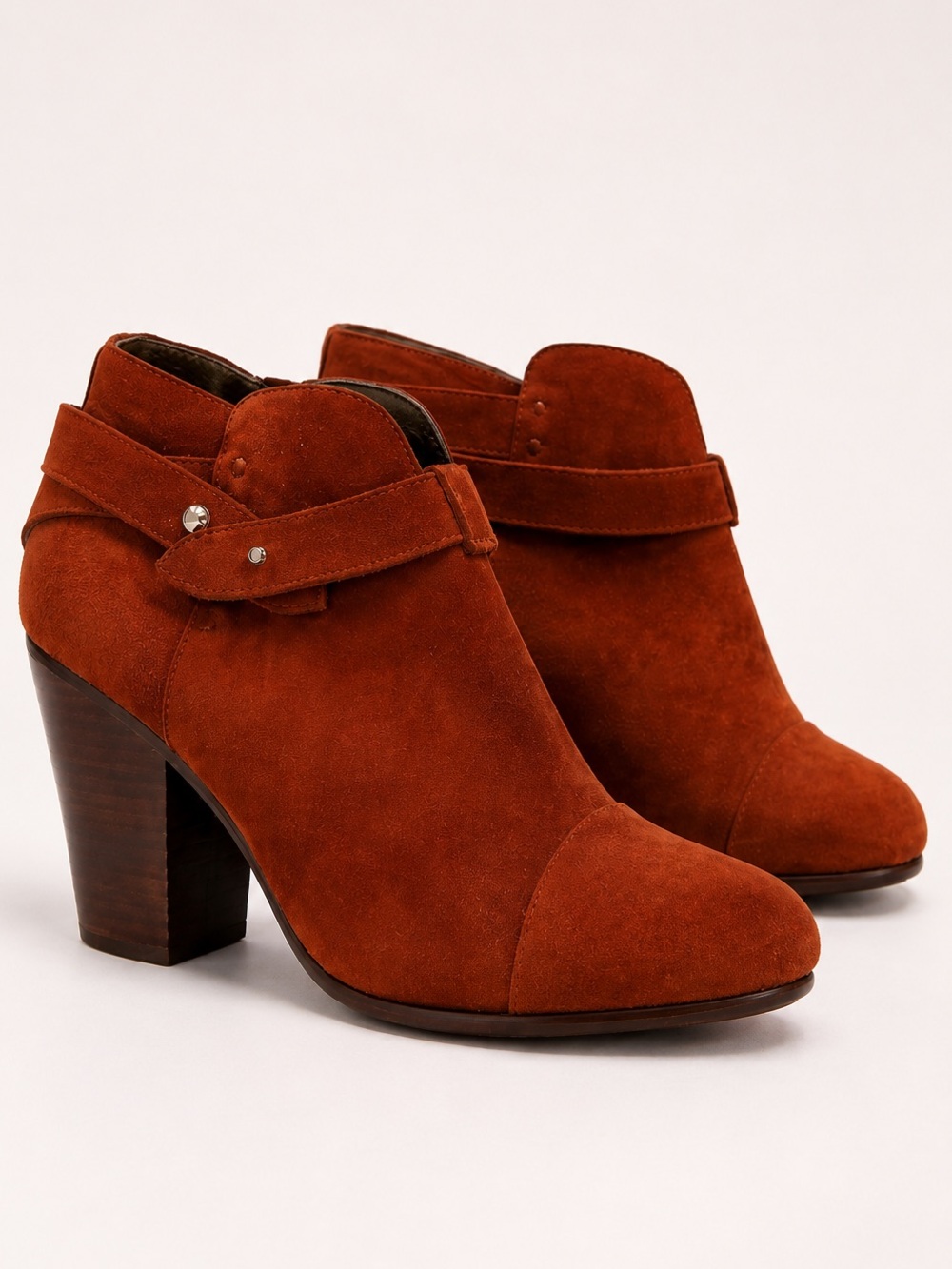 Rag & Bone Harrow Suede Ankle Boots 39 Brown Cognac Block Heel Designer